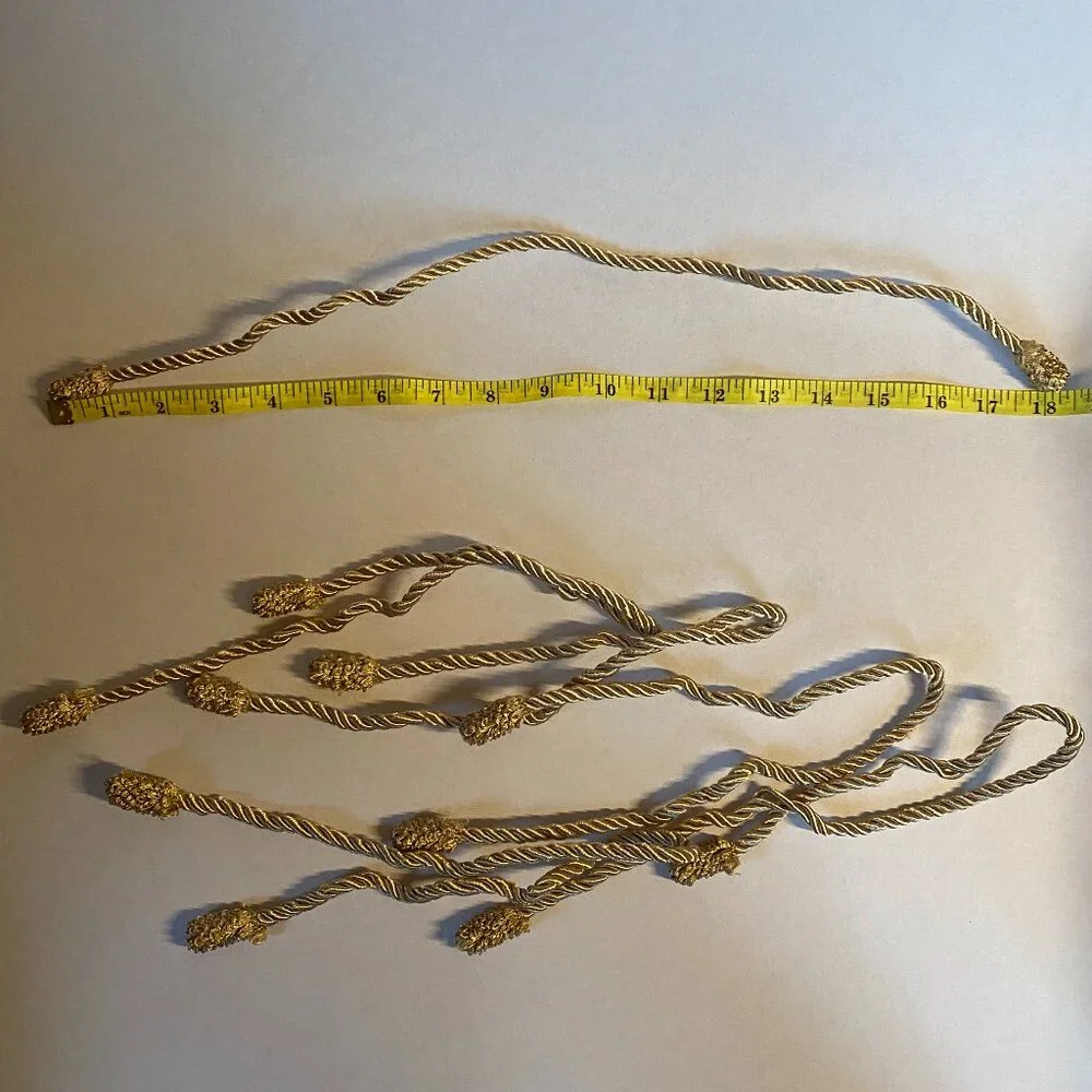 EUC Grandinroad Set of Six Gold Silky Elegant Rope Bannister Garland Ties